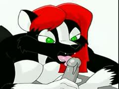 Beastiality blowjob from a cartoon animal